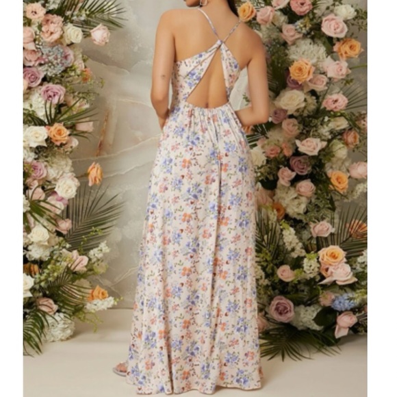 Boho floral print slit thigh cami maxi dress - Picture 5 of 5